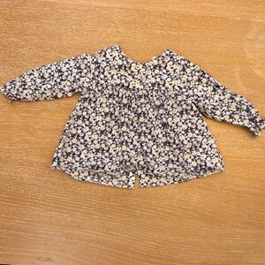 Jacadi Navy Floral Top with Cream Accents